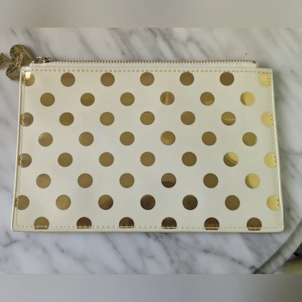 Kate Spade Gold/Cream Polka Dot Pencil Clutch